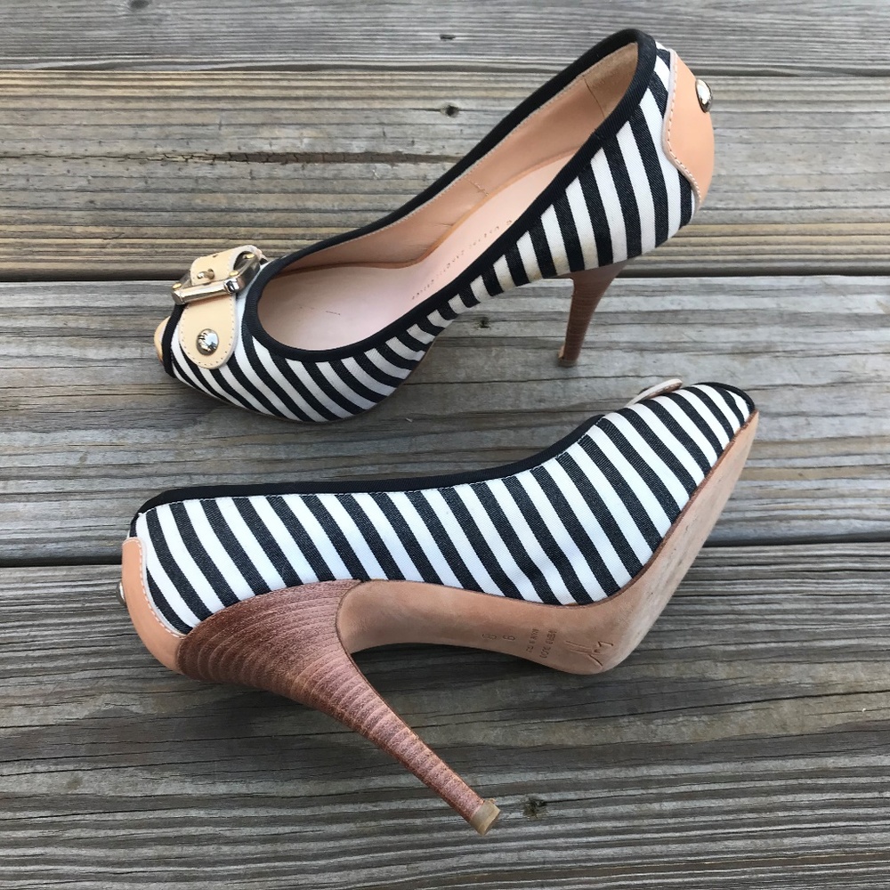 Giuseppe Zanotti Women Heels BlueWhite Stripe Pump - Picture 1 of 8